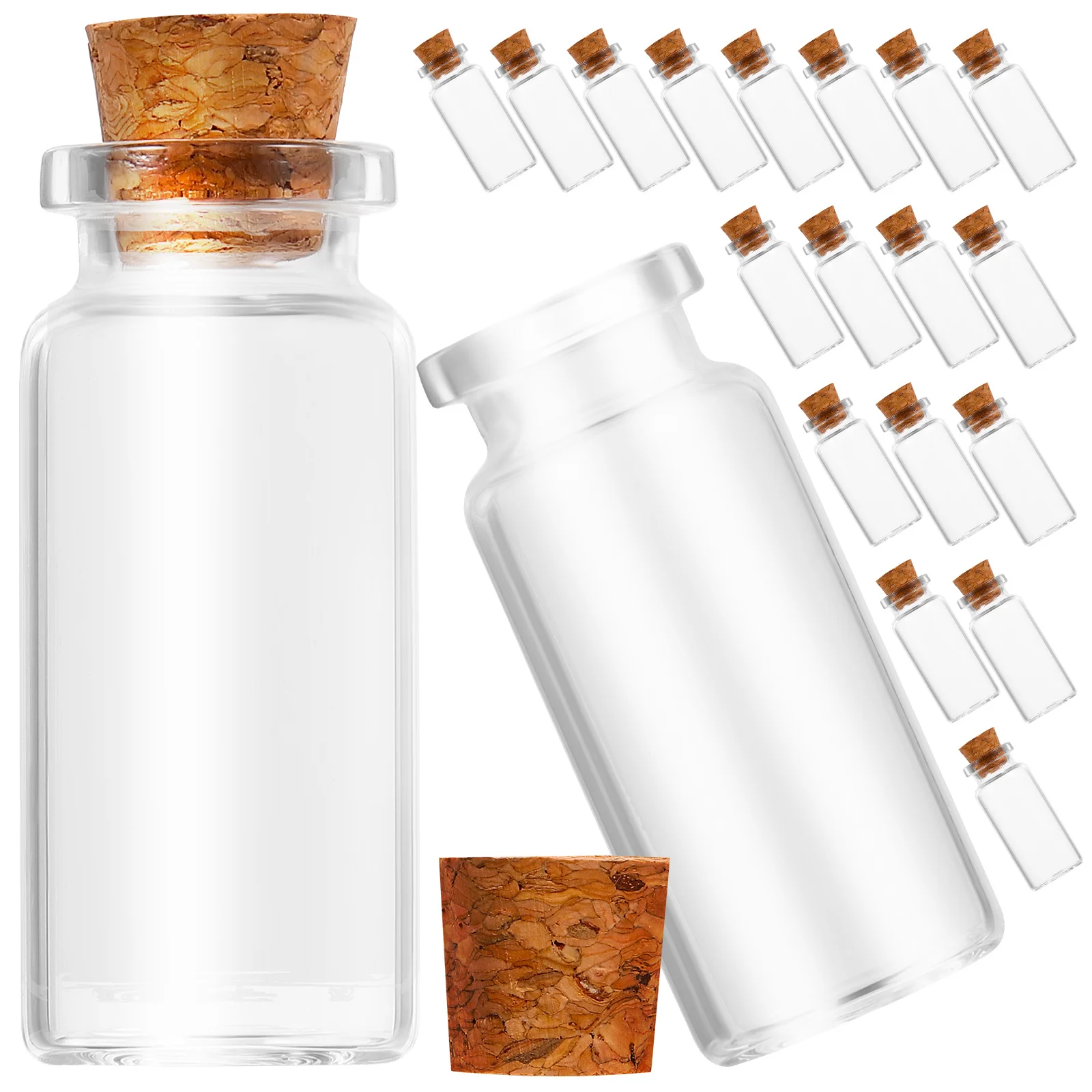 

20 Pcs Bottle Jars with Lid Storage Small Bottles Cork Lids Containers for Food