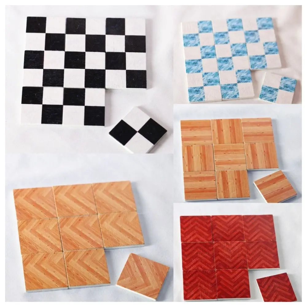 9 unids/set juego de simulación 1:6/1:12 muebles para casa de muñecas cuadrado DIY casa de muñecas suelo de madera juguetes educativos bloque de madera