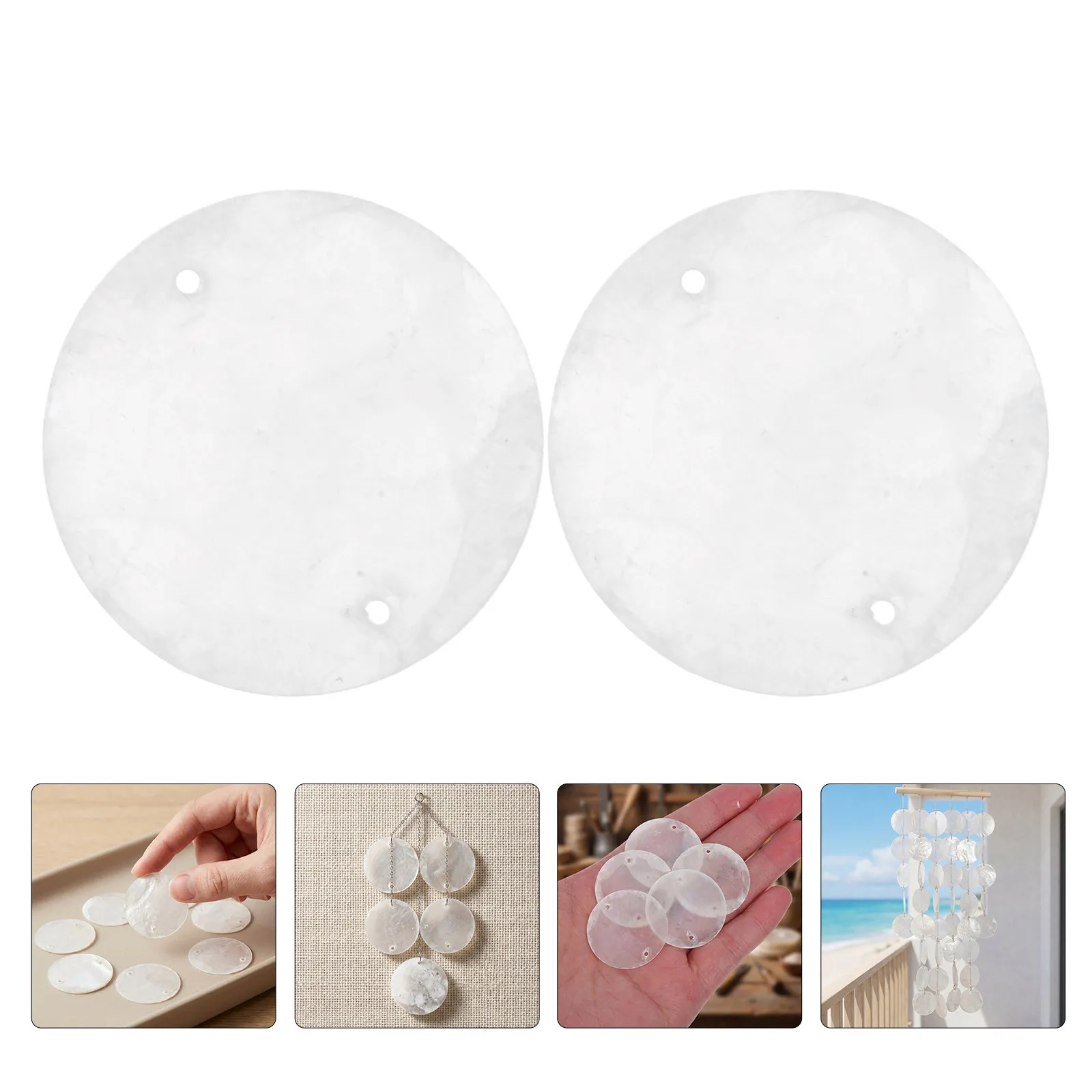 50Pcs Round Capiz Shell Discs Natural Sea Shell Pieces 1.5 Inch Double Hole for Wind Chime Crafts Door Hanging Jewelry Wedding