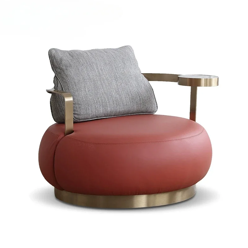 

Italian light luxury living room, single sofa chair, balcony bedroom leisure chair, electroplated stainless metal frame