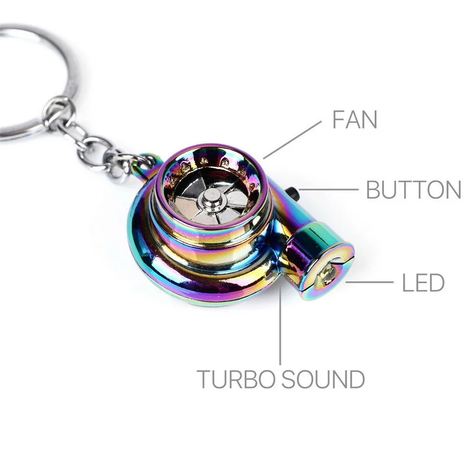 Durable Key Decor Decorating with Sound Key Holder Glowing Turbocharger Keychain Spinning Ornament Hanging