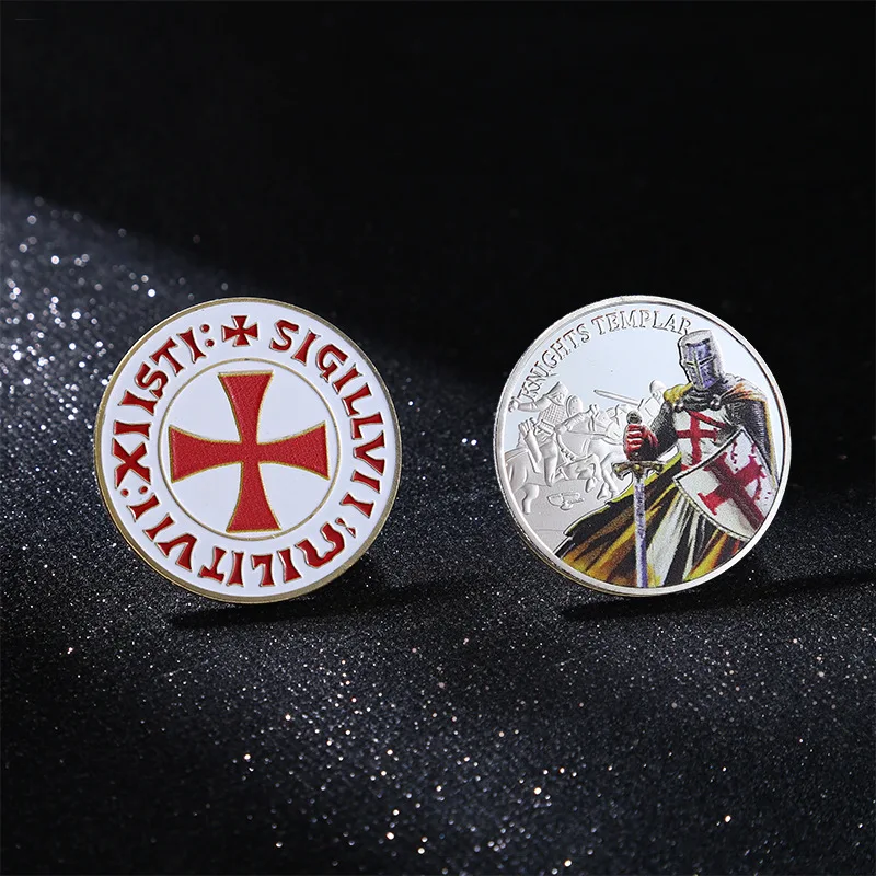 Knight Templar Commemorative Coins Antique Silver Plated Challenge Coin Christian The Crusaders Home Decorations