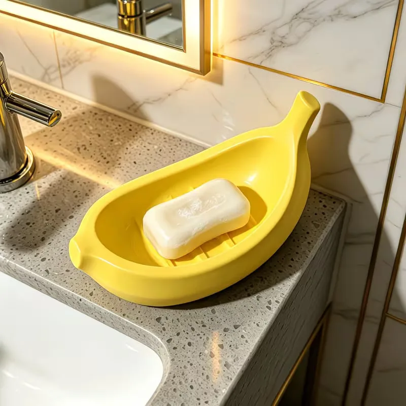 Desktop Storage Single Creative Banana Shaped Soap Tray Modern Tabletop Bathroom Sundry Storage Holder For Soap Home Decor