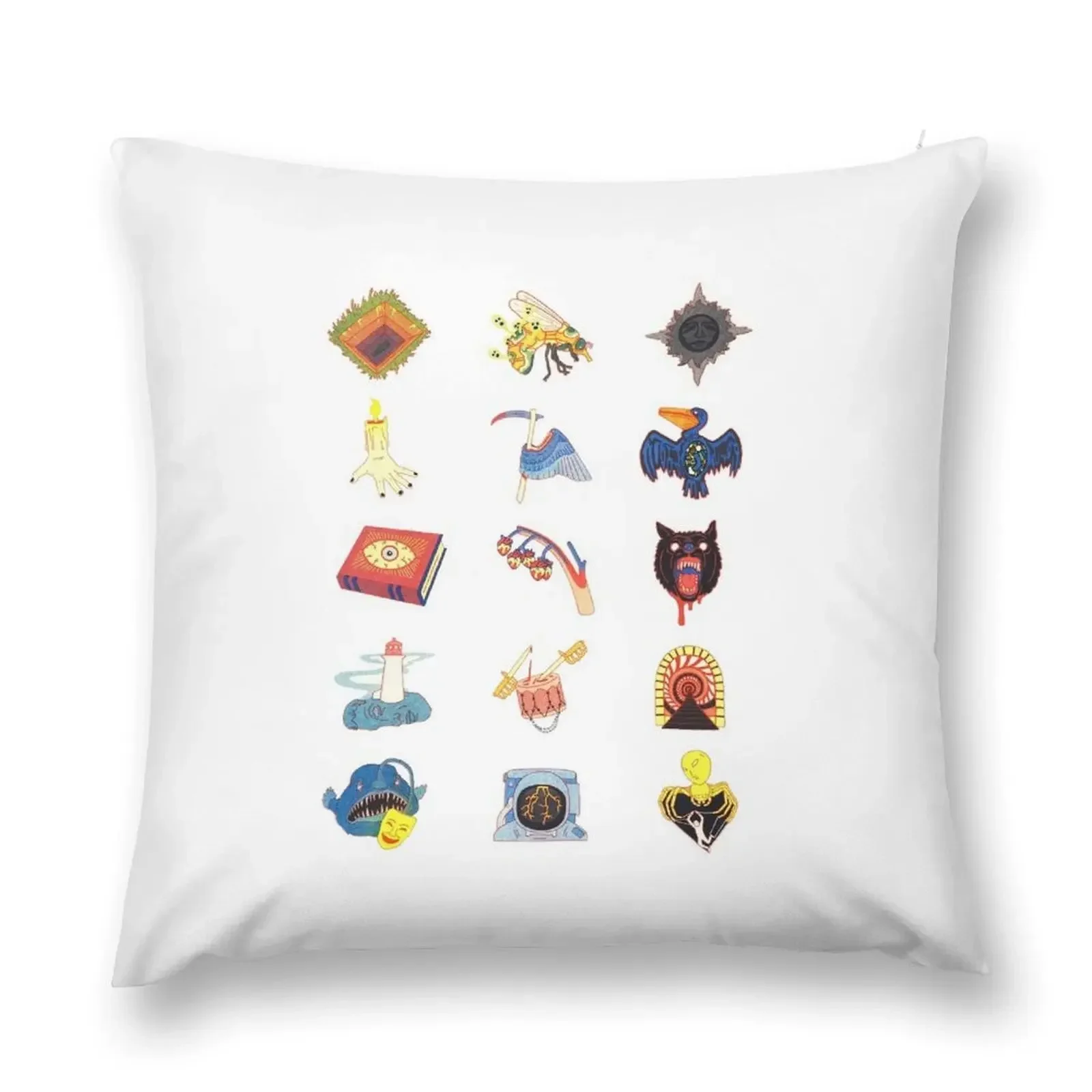 15 Fears Risograph Icons Throw Pillow Embroidered Cushion Cover Sofa Cover pillow