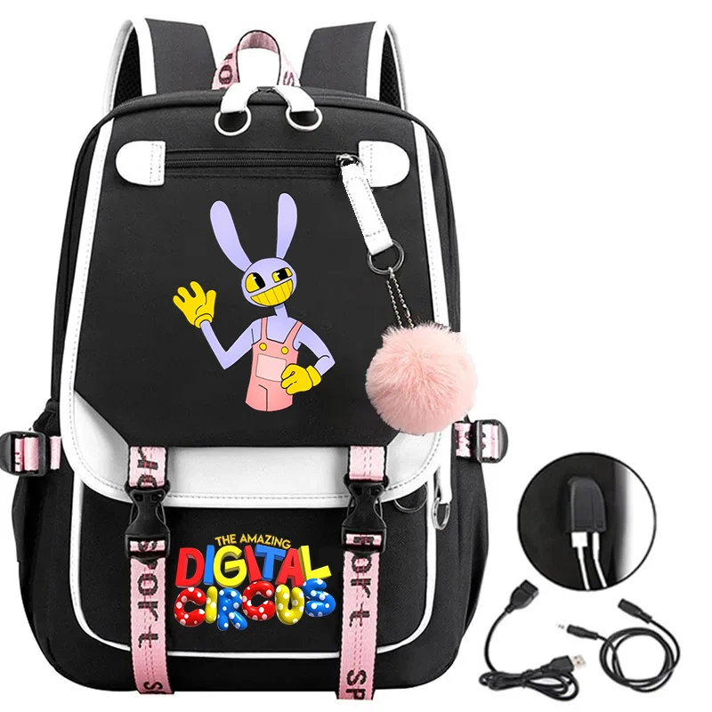 Anime The Amazing Digital Circus Jax Backpacks Funny Cartoon Student School Bag Teenager Girls Large Usb Bookbag Travel Backpack