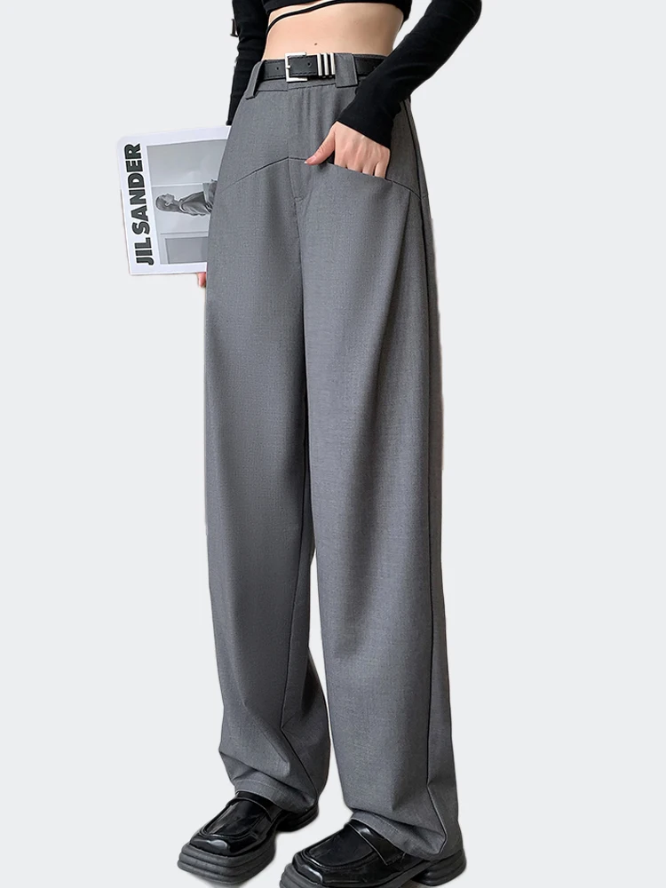 

Women Wide leg Pants High Waist Trousers With Belt Casual Loose Streetwear Female Clothing 2024 Spring Autumn