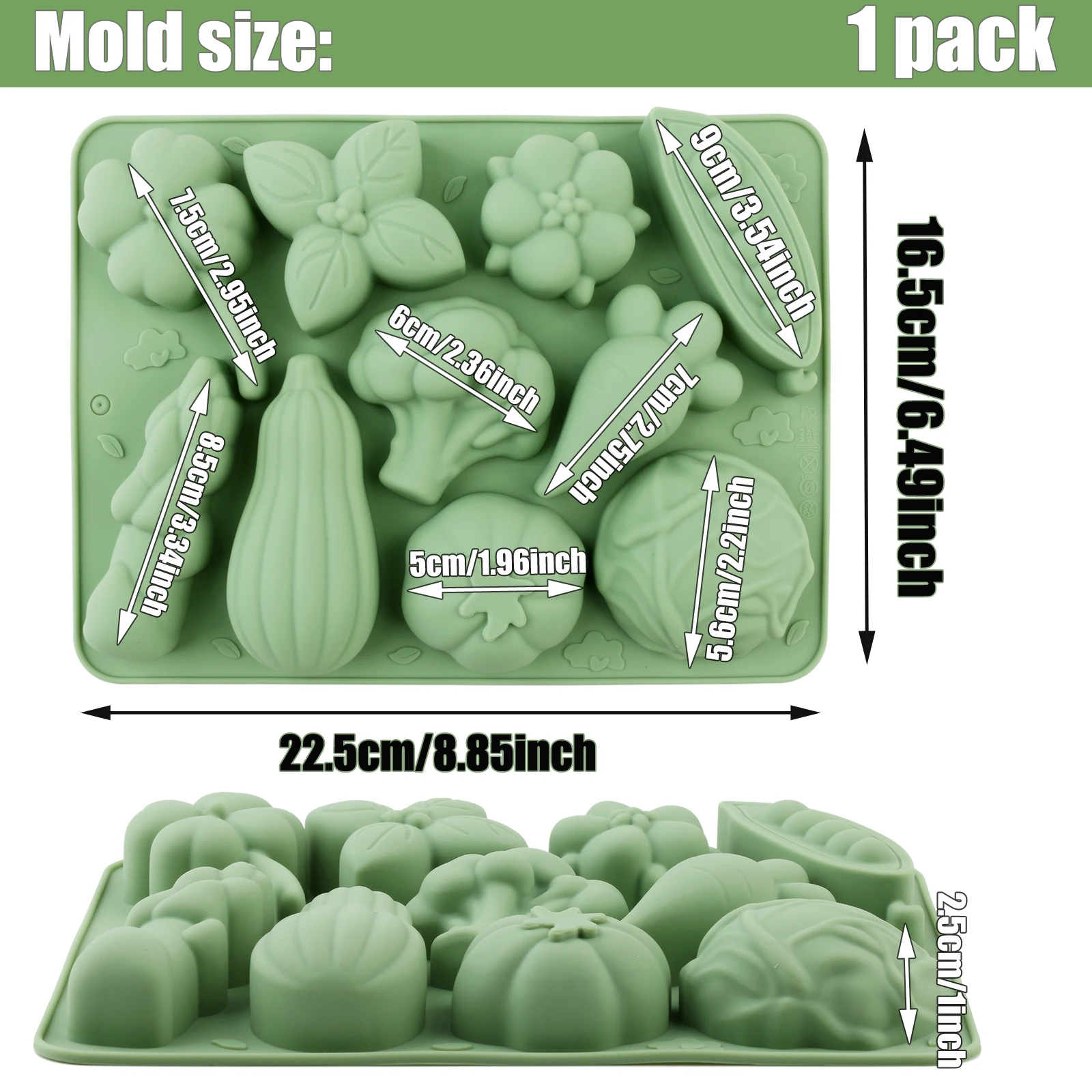 Simulated Vegetable‑Shaped Silicone Mold, Silicone Baking Cake Mold for Chocolate, Mousse, Jelly, Ice Cubes, Candy Homemade De