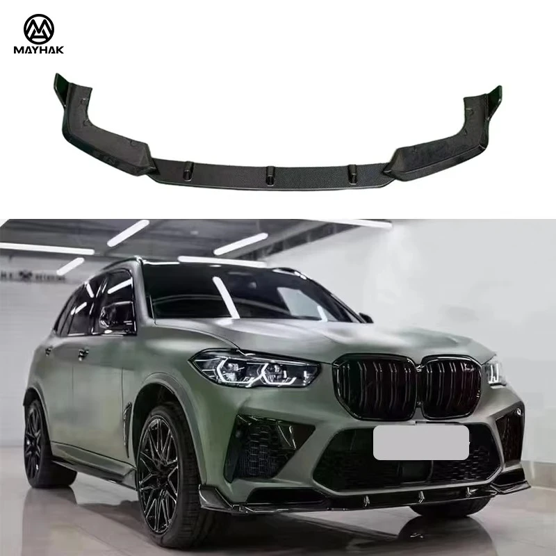 V Style Carbon Fiber Front Lip Splitter for  F95 X5M Conversion Car Parts Front Bumper Lip Spoiler Diffuser Auto Body Kit