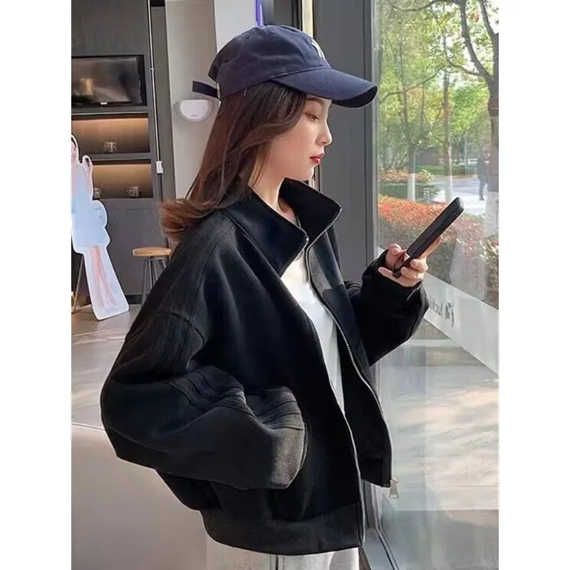 Short Style Sport Coat Female 2024Spring and Autumn New Baseball Uniform Fallow Look Slimmer Jacket Cardigan Top Loose All-match