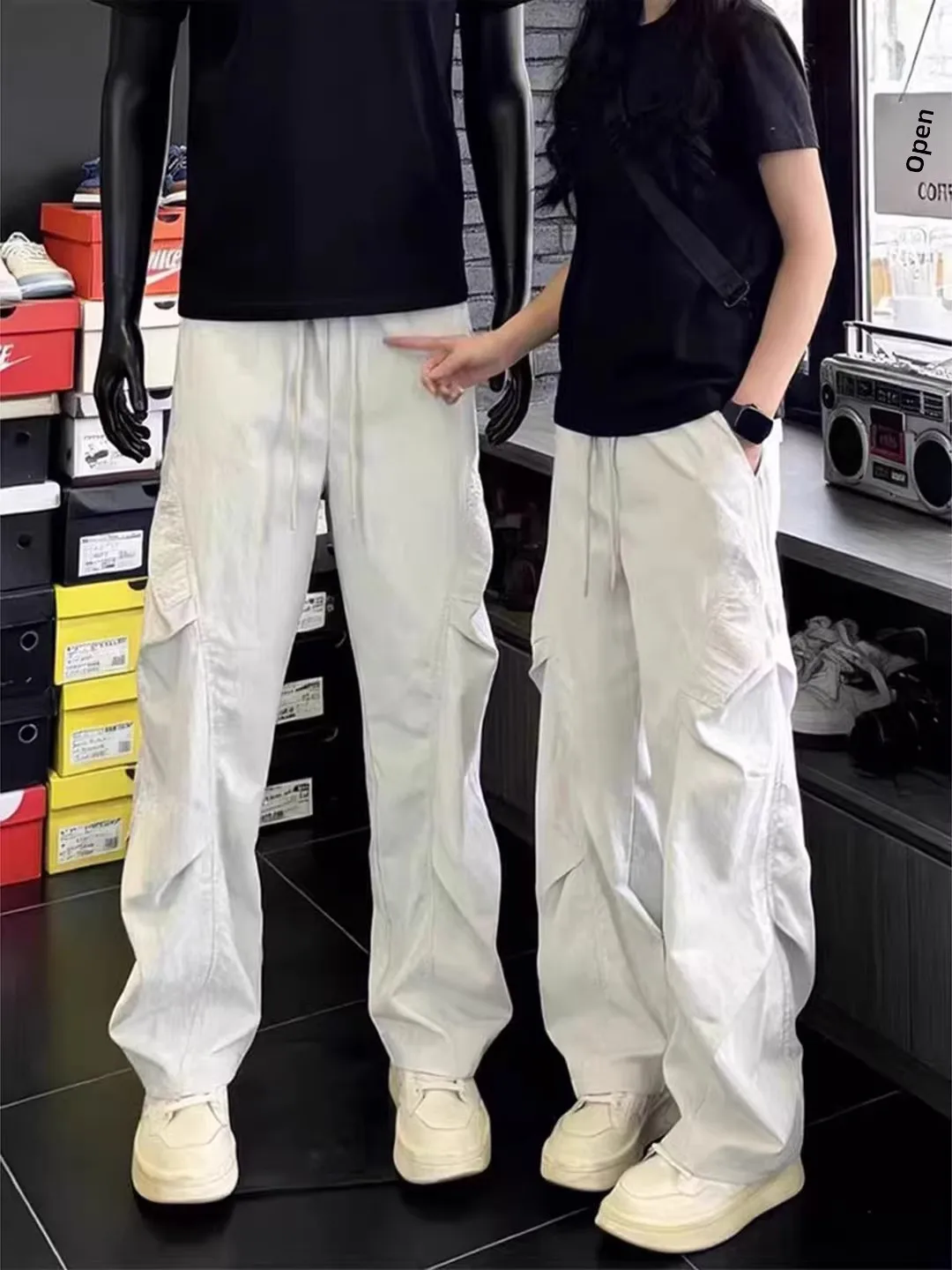 

Men's Summer Thin American Paratrooper Ice Silk Workwear Pants Quick Dry Sports Cuffed Trousers Casual Loose Fit Polyester Fiber