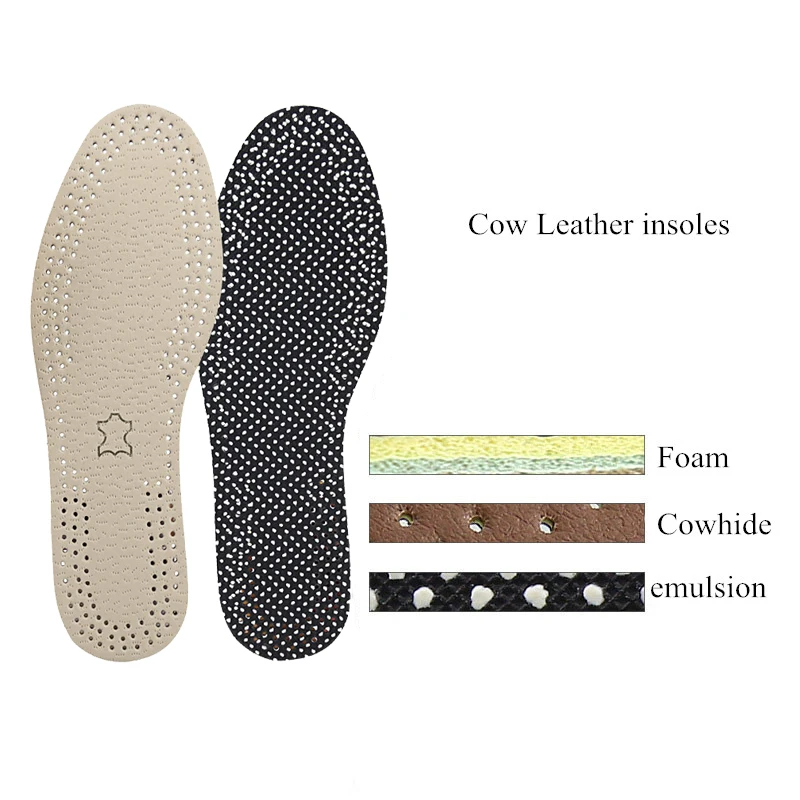 Cowhide leather insoles for shoes Men Women Non-Slip Wear-Resistant Sweat-Absorbent Breathable Flexible Delicate Shoe Pad insert