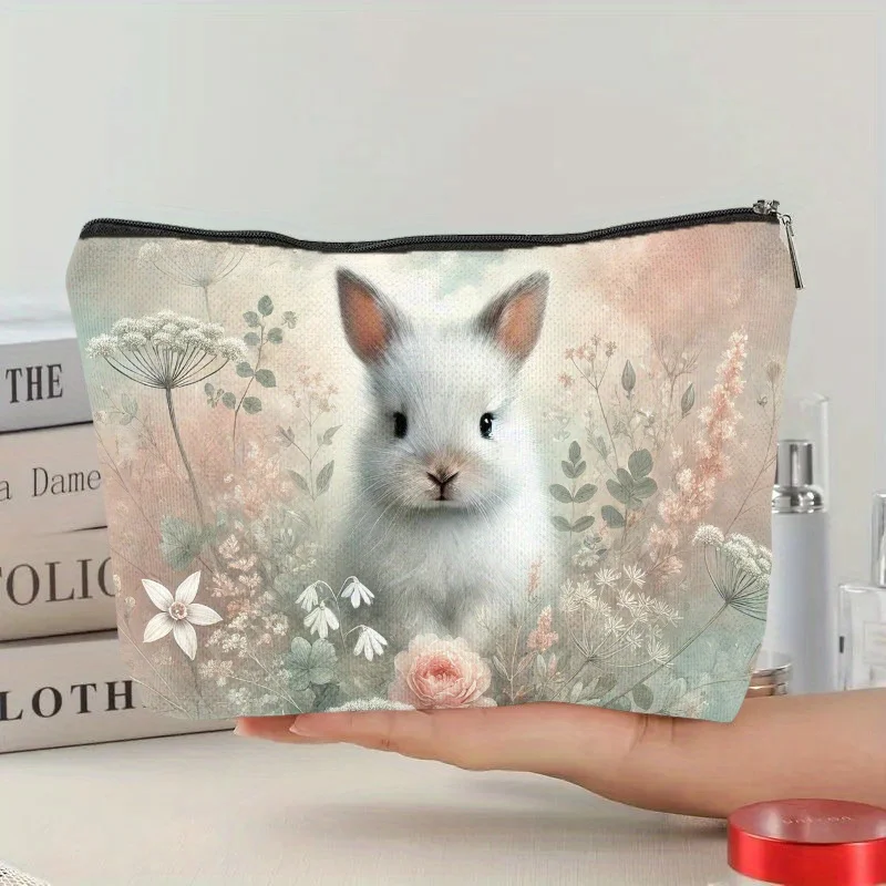A Cute little rabbit makeup bag - ladies' cute multifunctional zipper pouch, jewelry storage bag,