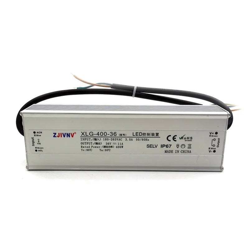 400W LED Waterproof IP67 Switching Power Supply Lighting Transformers AC 180-263VAC to DC 24V 36V 45V 48V XLG-400