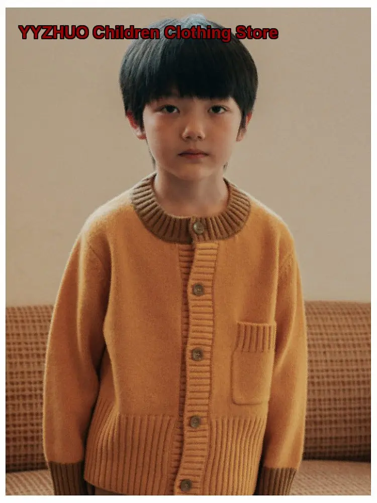 Boys Solid Color Button Front Coat Kids Simple Stylish Jacket Thickened Toddler