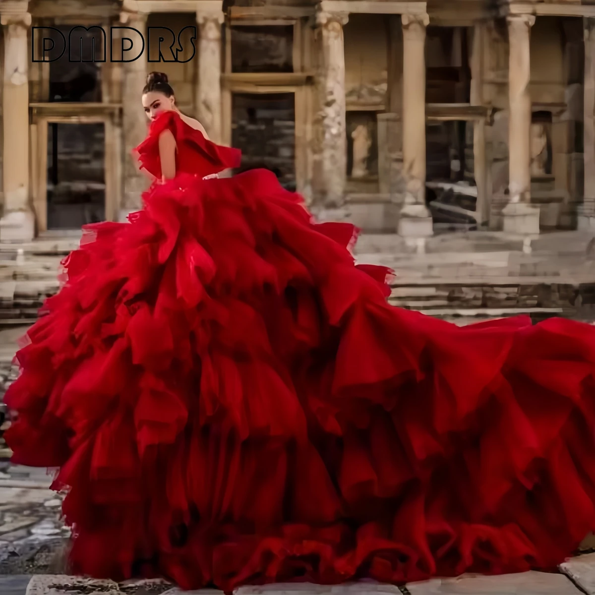 Vestido de baile de tule em camadas exageradas para mulheres vestido de baile longo trem vestidos de festa à noite vestidos personalizados para sessão de fotos