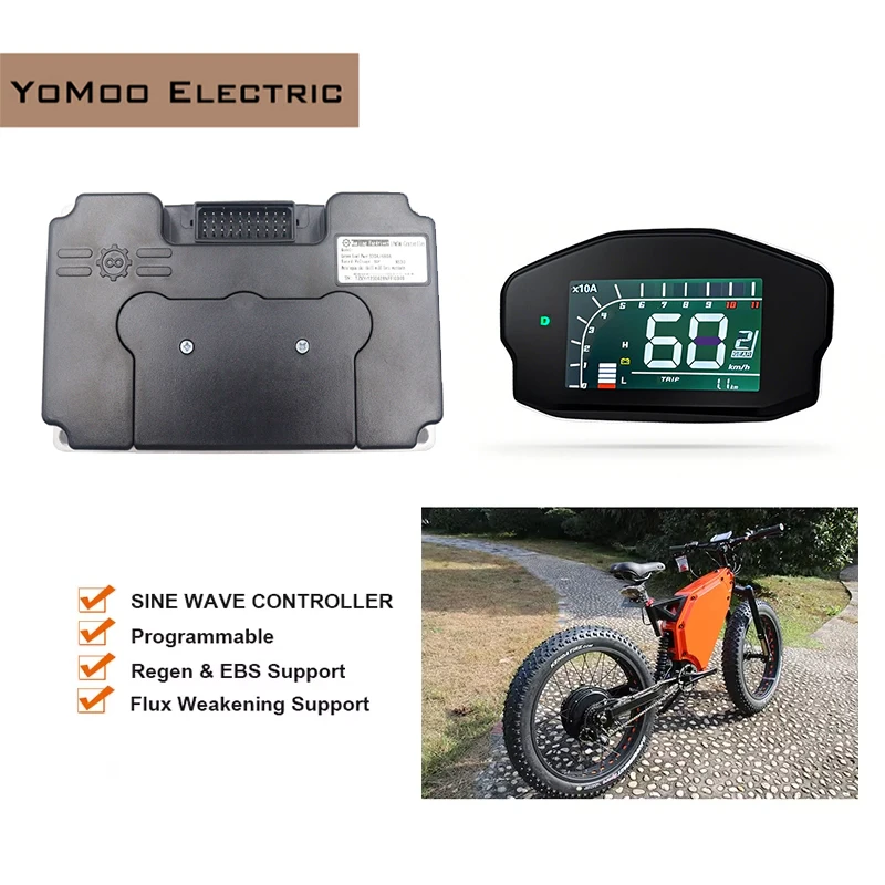 BLDC PMSM Fardriver ND72300 48V-72V DC 100A 2000W Sine Wave Hall Controller with DKD One-lin Display For Electric Dirt Bike
