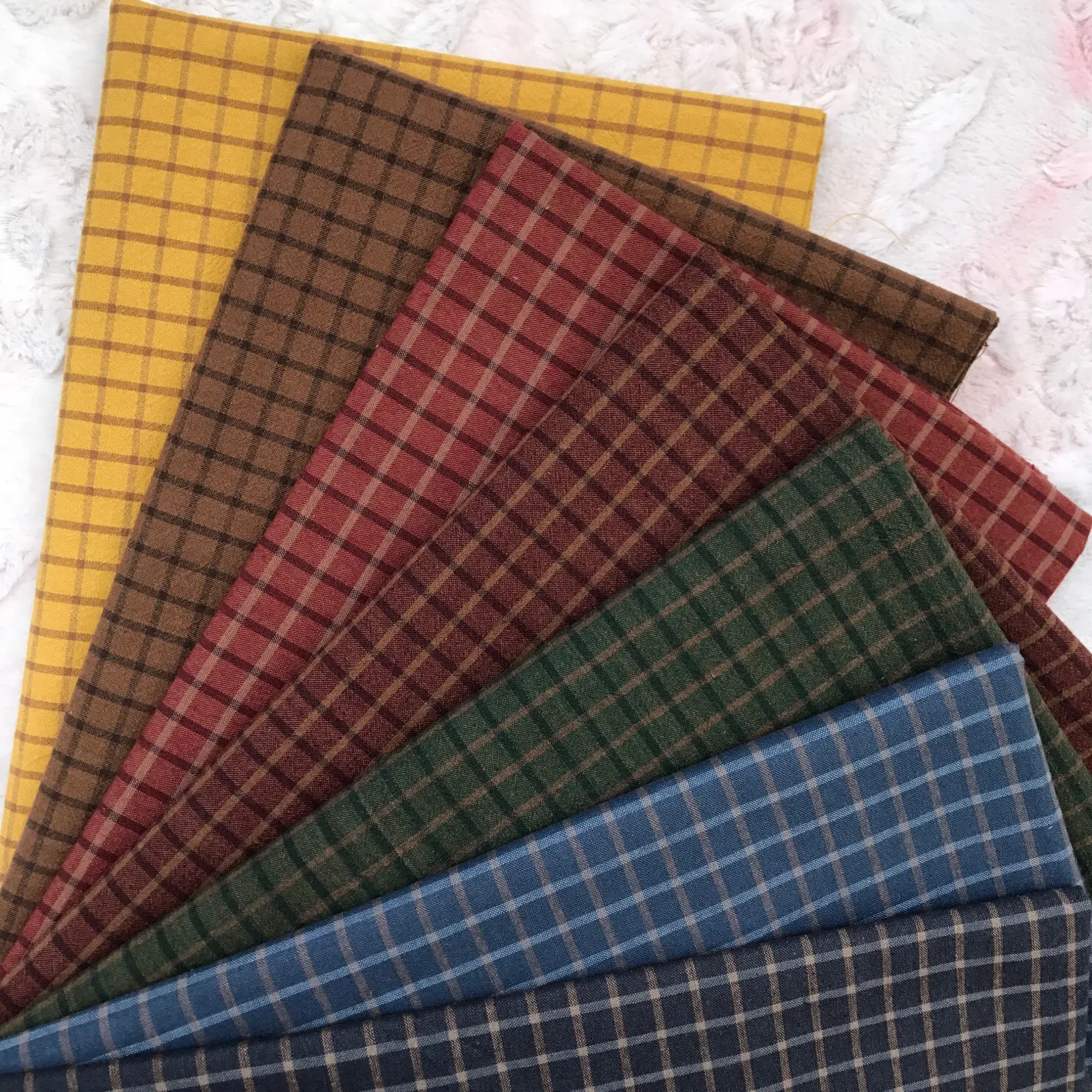 50*70CM Japanese yarn-dyed fabric, 7 color checked jacquard fabric, handmade, DIY decorative fabric