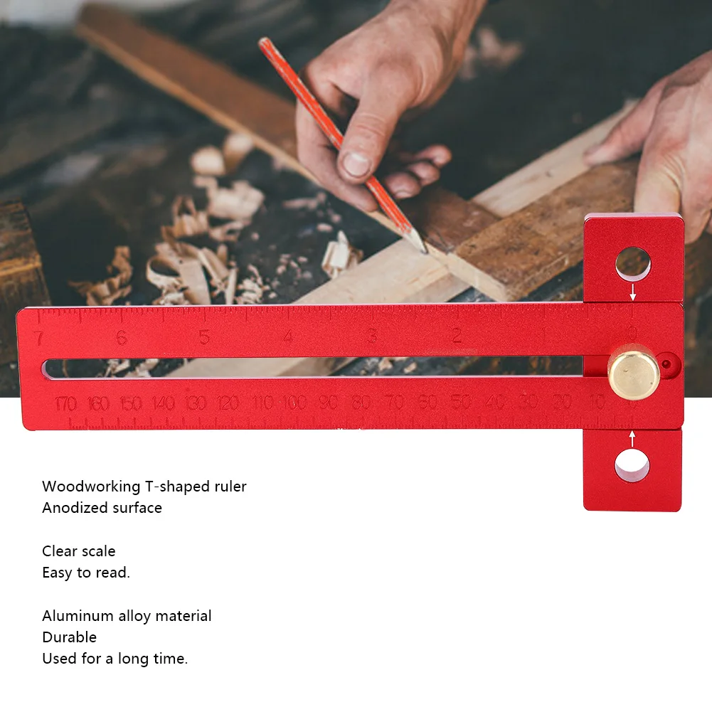 목공 미세 조정 스크라이브 미터 인치 알루미늄 합금 T 눈금자 스크라이빙 마킹 게이지 측정 도구 목공 도구
