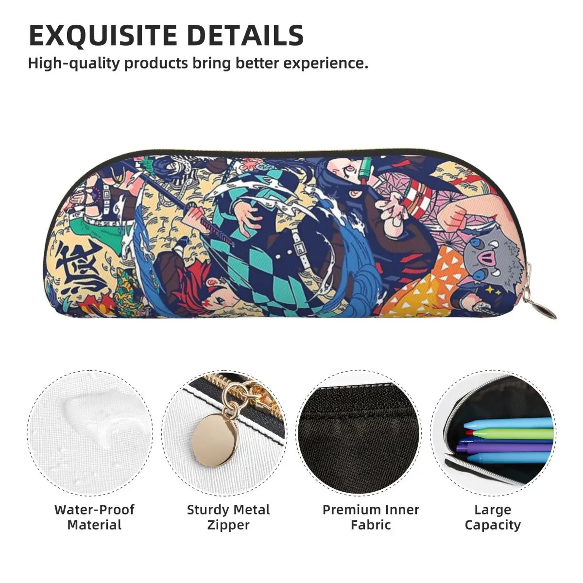 أنيمي شيطان القاتل كامادو تانجيرو مقلمة قلم رصاص الحقيبة تخزين لوازم مكتبية سعة كبيرة صندوق القلم حقيبة أقلام رصاص