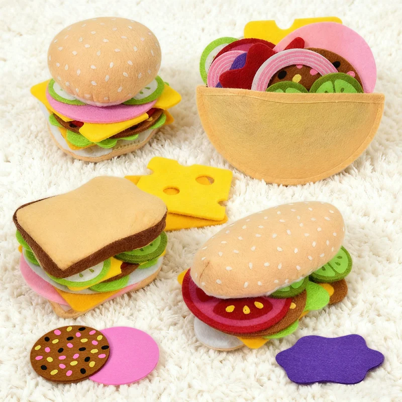 28 قطعة ورأى الغذاء برغر ساندويتش الغذاء مجموعة الأطفال التظاهر باللعب الغذاء ساندويتش لعب الأطفال المطبخ لعب الأدوار الهدايا #1