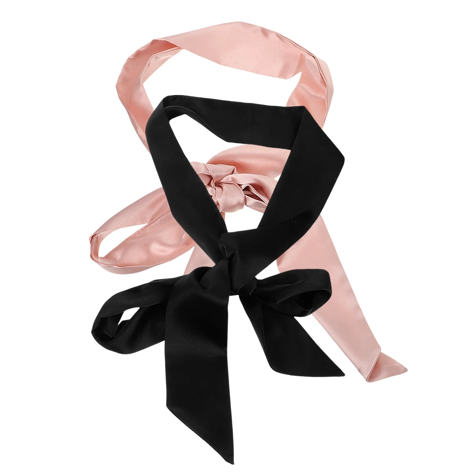 

2pcs Korean Chiffon Ribbon Belt For Women Wide Waist Sash Self-Tie Dress Accessory Bridal Neck Scarf Wrap Belt Long Black Bow