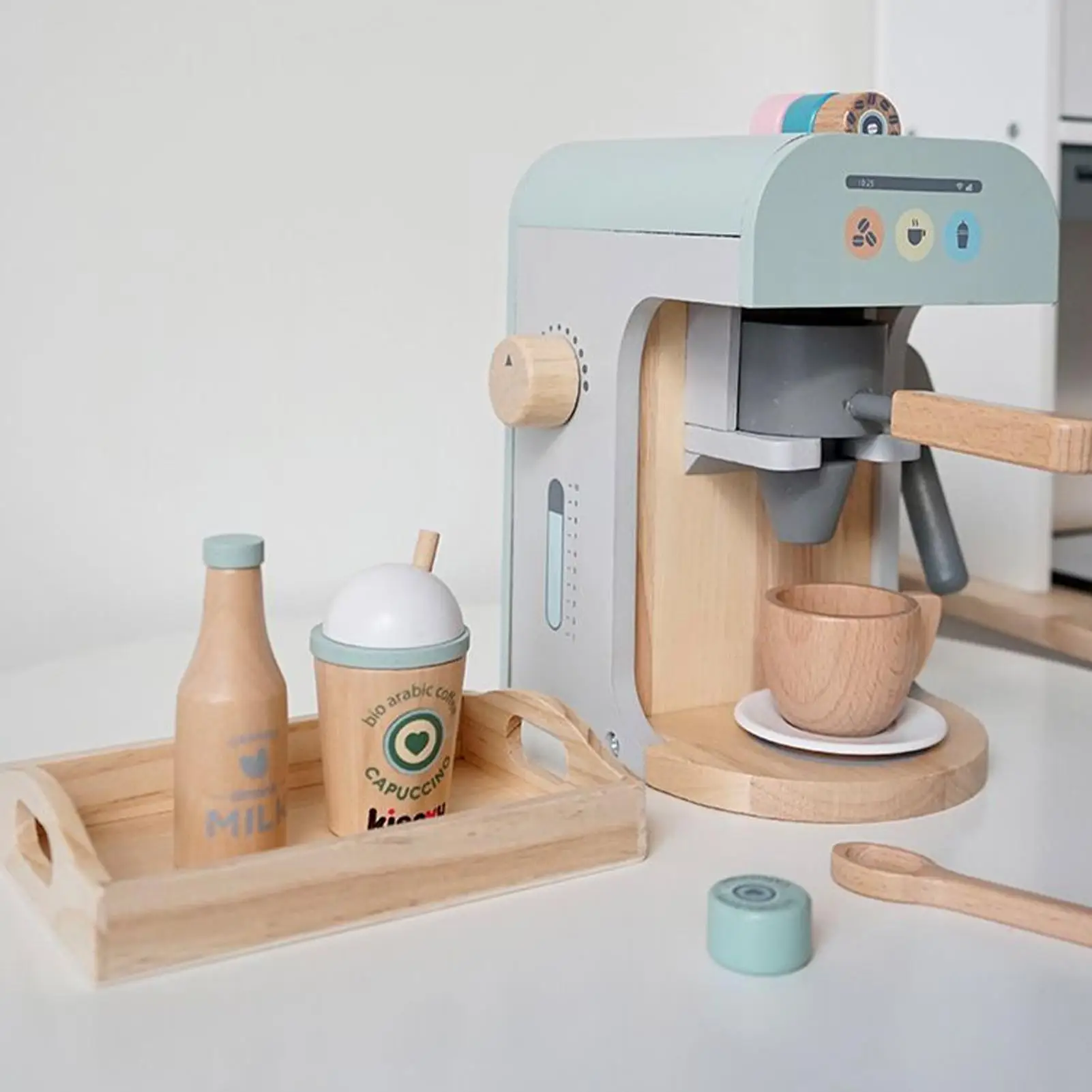 Cafetière en bois, jeu de simulation, ensemble de jouets de cuisine, jouets éducatifs préscolaires, cadeaux pour filles et garçons, salle de jeux intérieure