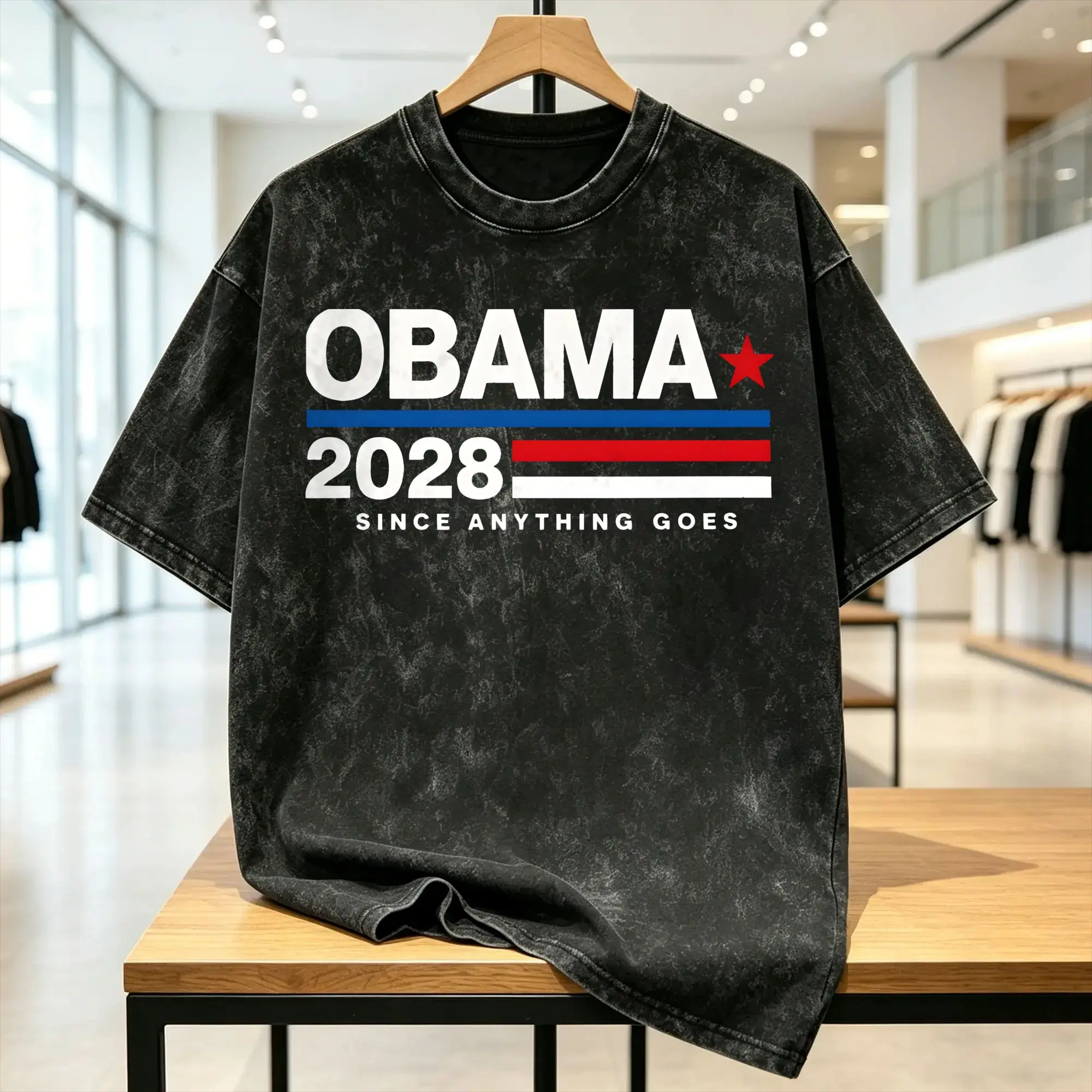 Funny Obama 2028 Since Rules Don't Exist Anymore T-Shirts Men Crewneck 100% Cotton Washed T Shirt  Short Sleeve Tees Clothes