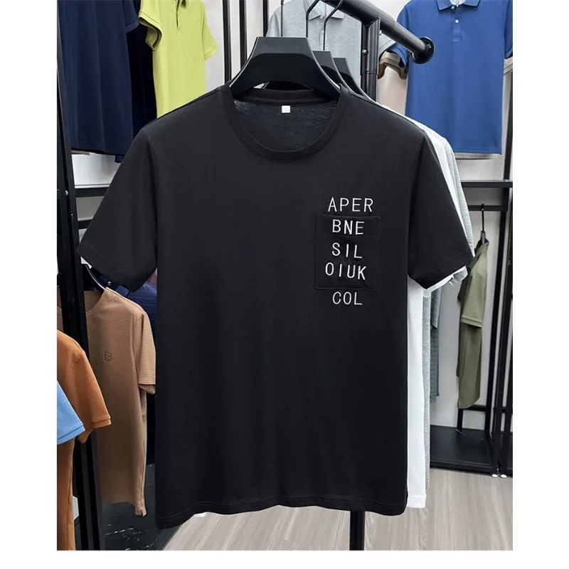 Short Sleeve Tee T-shirt Men Stylish Crew Neck Slim Fit Daily Wear Essential Basic