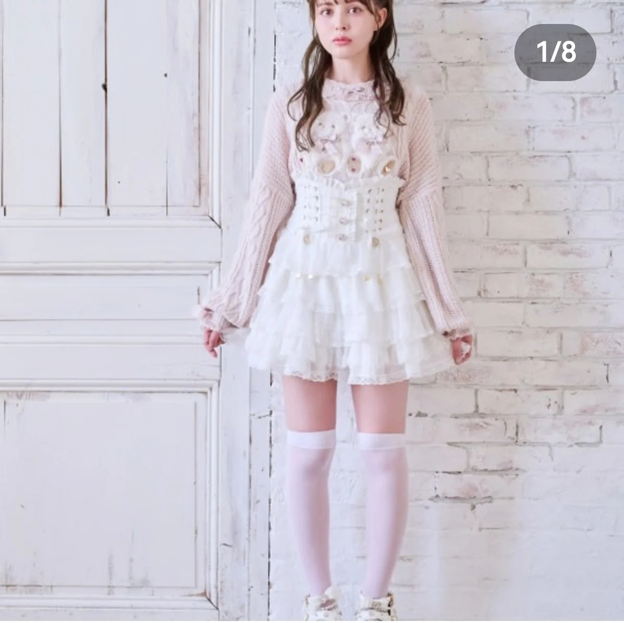 ليز الكلاسيكية تنورة اليابانية الحلو فتاة لطيف القوس الدانتيل كعكة صغيرة تنورة ربيع الخريف المرأة الجديدة عالية الخصر ضئيلة لوليتا تنورة قصيرة #4