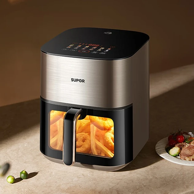 SUPOR Air Fryer, 6.3L Large Capacity, No-Flipping, Dual Heat Source Steam Frying, Multi-functional Electric Fryer