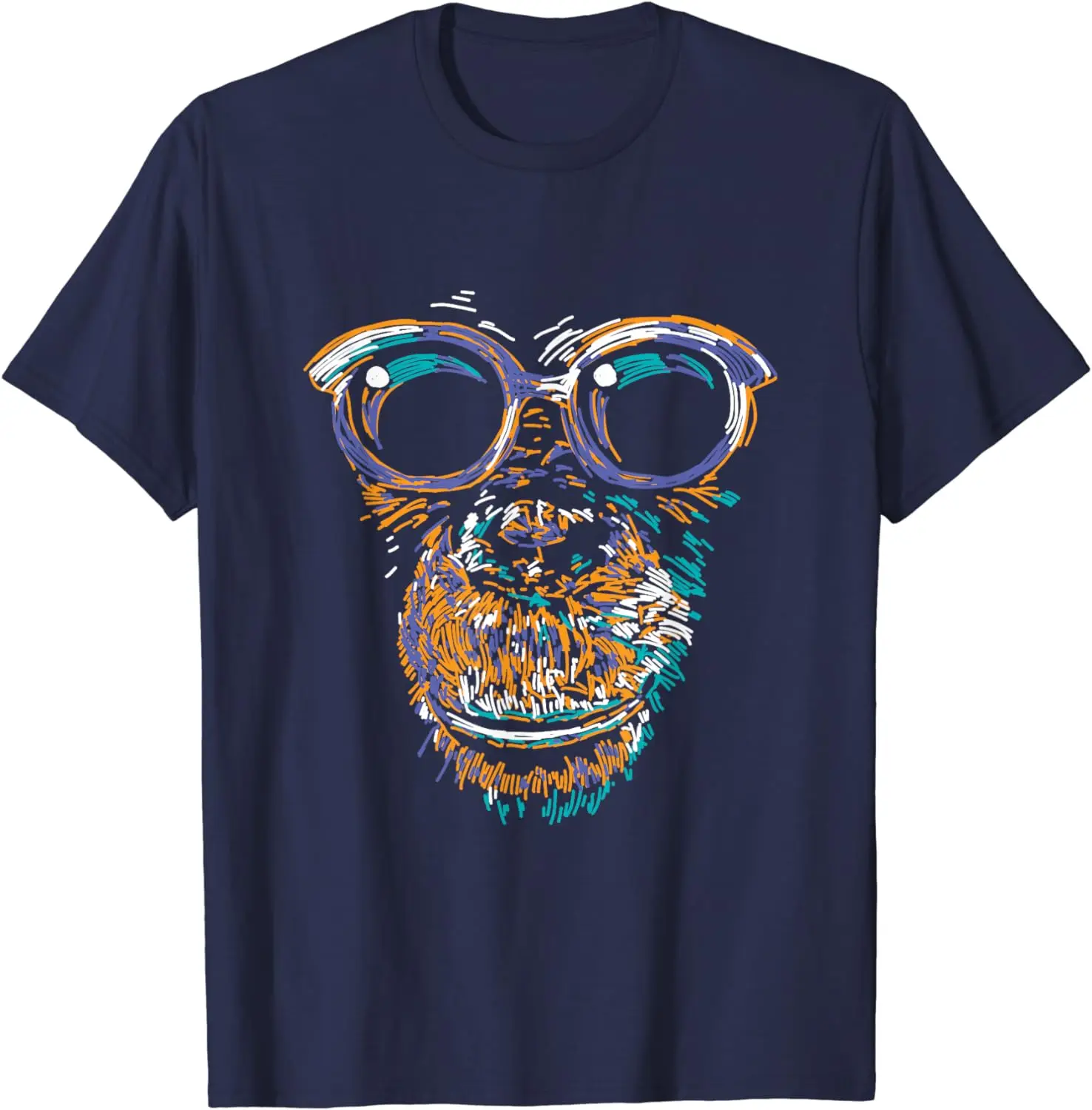 Cool Monkey with Glasses Face Animal Lover Cool Primate T-Shirt Oversized T Shirt for Men Women