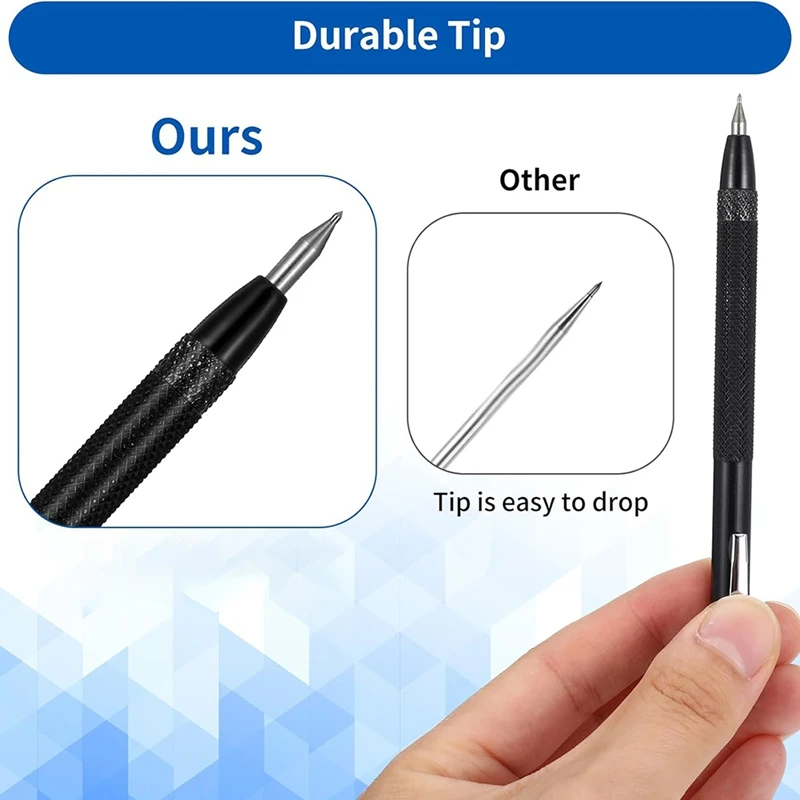 2 PCS Tungsten Carbide Scriber With Magnet With 12 Replacement Marking Tip, With Clip For Glass/Ceramics/Metal Sheet