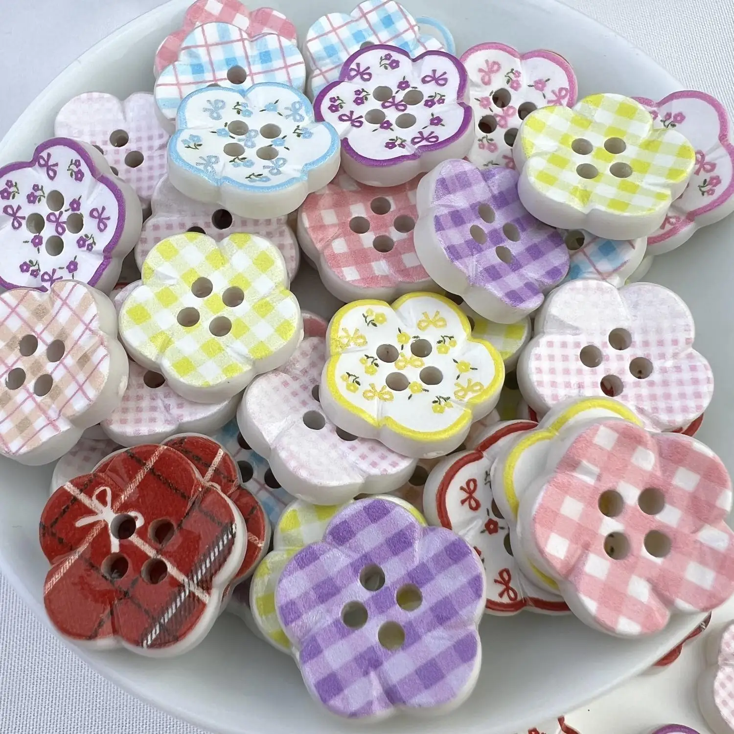 

50Pcs New Flower Buttons, Dopamine Resin Decorative Hand Account Bracelet, Baby Clothes Decorative Accessories Buttons