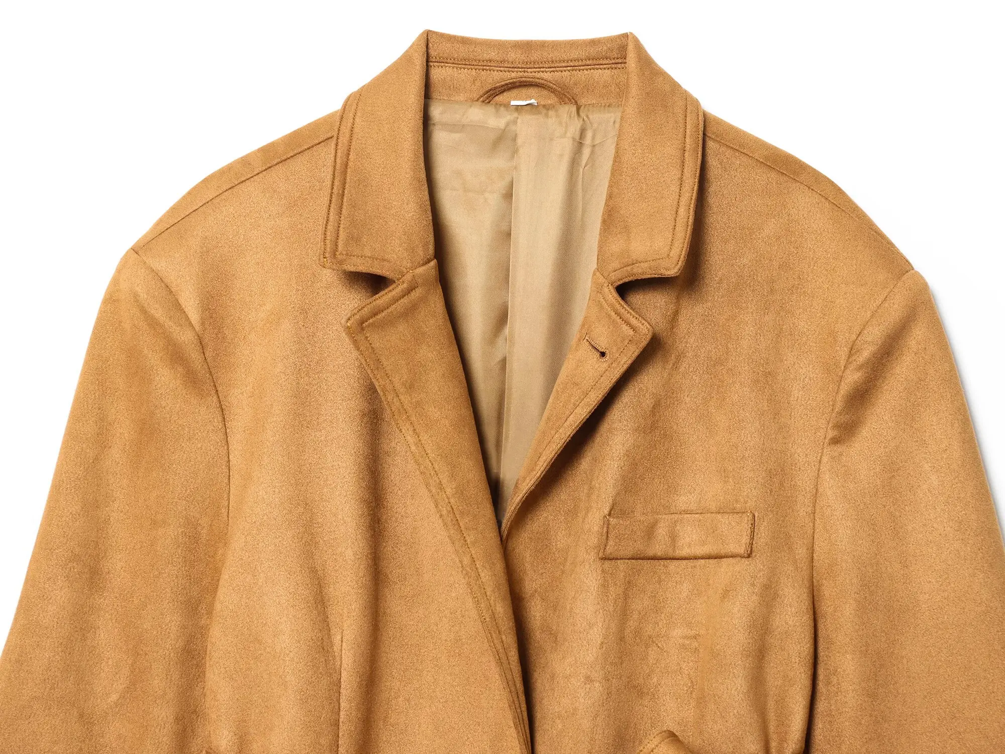 أزياء نسائية لعام 2025 على الطراز الأوروبي والأمريكي للخريف والشتاء حزام جديد مزين بحزام تقليد بتأثير مخملي سترة خارجية