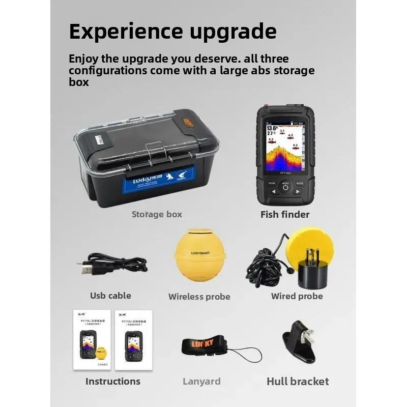 Wireless Ultrasonic Sonar F ish Fin der, Underwater Detection Sensor for Outdoor Fishing, Portable Sonar Fishing Tackle