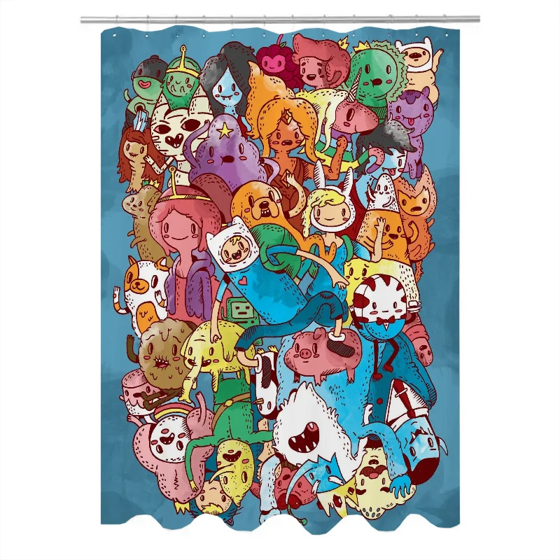 Shower Adventure Time Things for the Bathroom Accessories Folding Partition Bath Curtain Curtains Bedrooms Houses Rooms Quarto