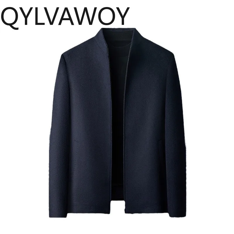 QYLVAWOY 95% Wool Men Jacket Stand Collar Simple Clothes for Man Jackets Fashionable Business Woolen Coats Winter Куртка Зимняя
