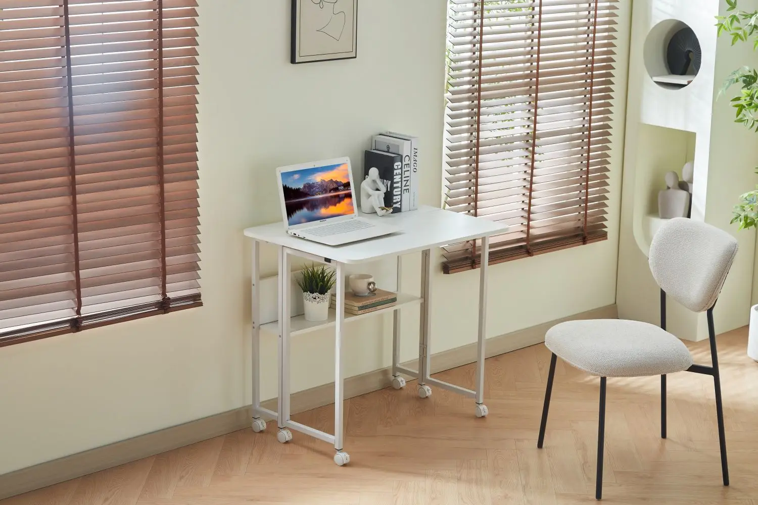 

31,5-дюймовый письменный компьютерный стол для учебы, складной офисный стол для домашнего офиса для спальни 80*58, белый