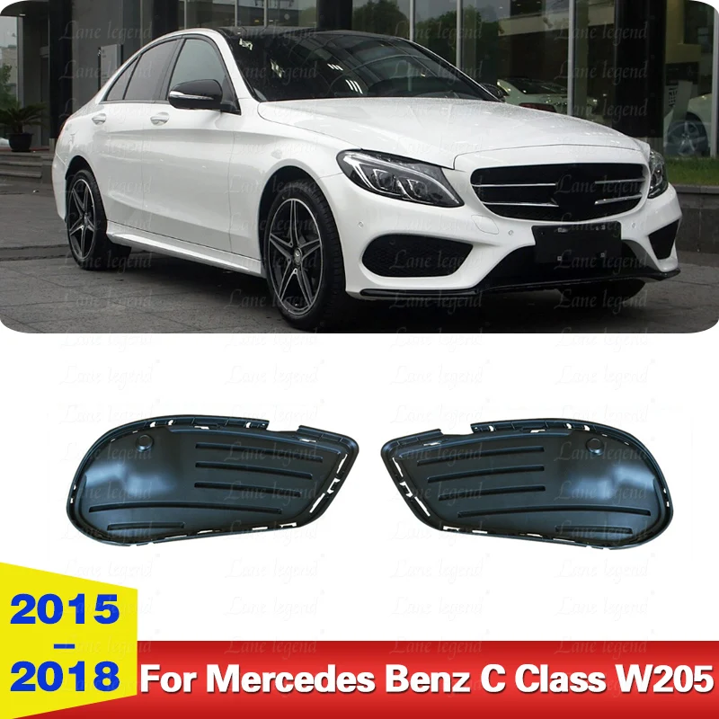 New ABS Material Car Front Bumper Filler Fog Lights Grille Grill Cover For Mercedes Benz W205 C Class 2015 2016 2017 2018