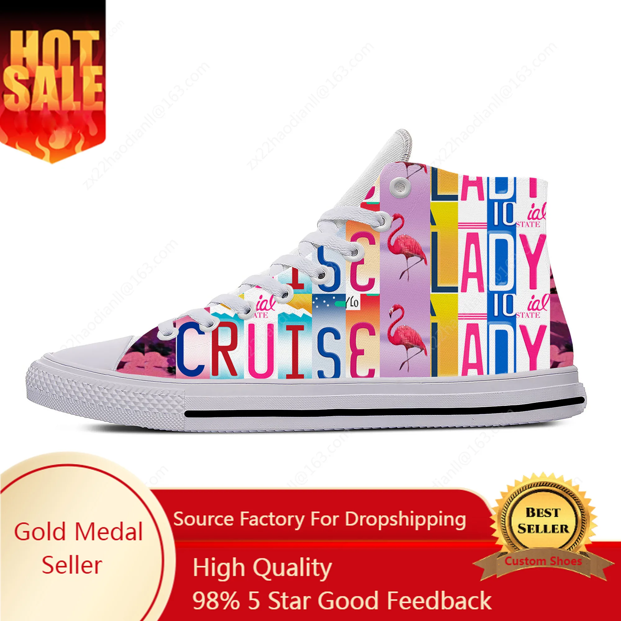 

Cruise Lady Flamingos High Top Sneakers Mens Womens Teenager Casual Shoes Canvas Running Shoe 3D Print Designer Lightweight shoe