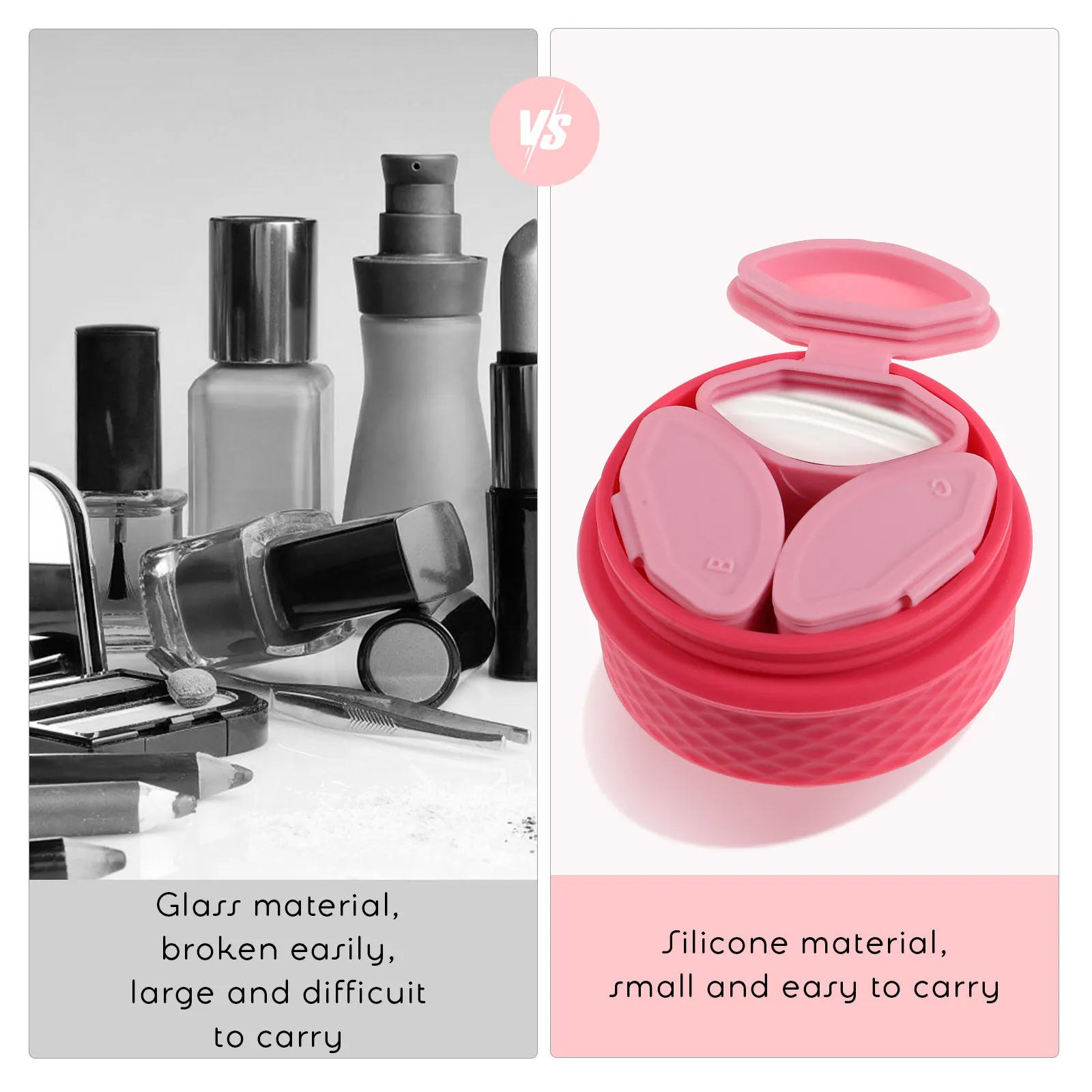 2Pcs Travel Size Toiletries Containers Leakproof Small Pots with Labeled Independent Dispensers for Moisturizers