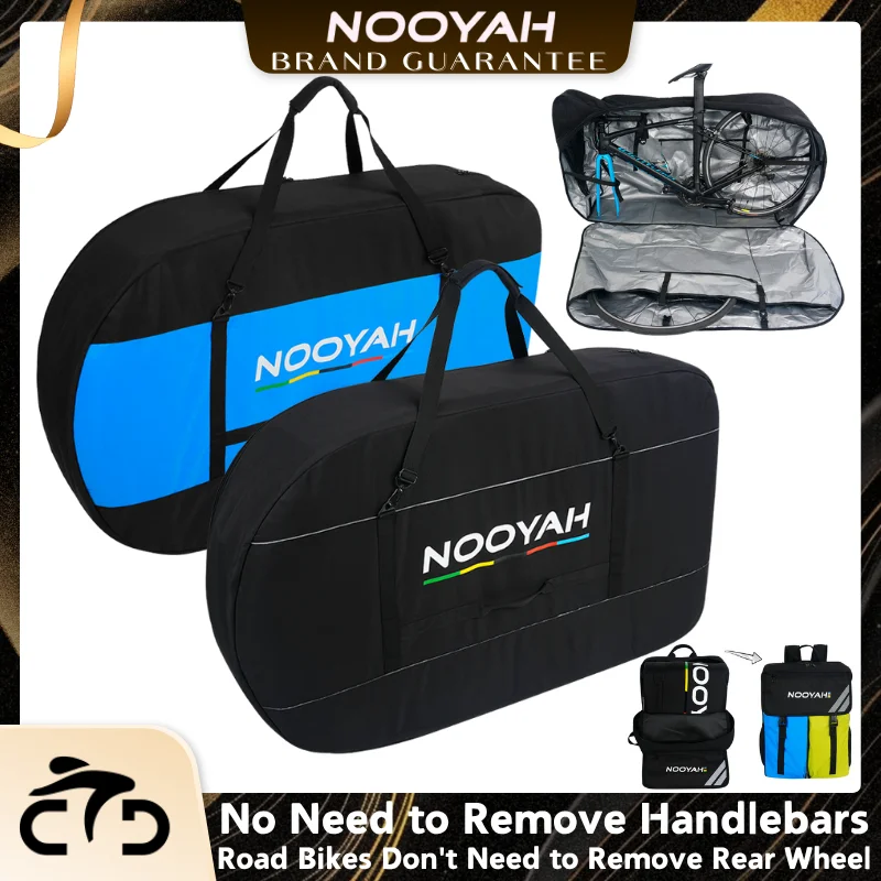 

NOOYAH Складная велосумка без снятия руля – Чехол для транспортировки MTB/шоссейных велосипедов, 3-слойная ткань, 2-в-1 многофункциональный