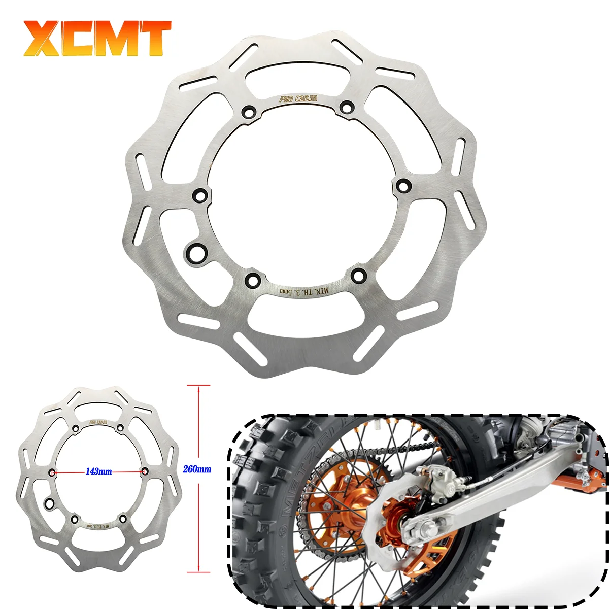 260/220mm Motocross Front Rear Brake Discs Rotors For KTM EXC EXCF SX SXF XC XCW XCF TPi Six Days 125 200 250 300 350 400 450