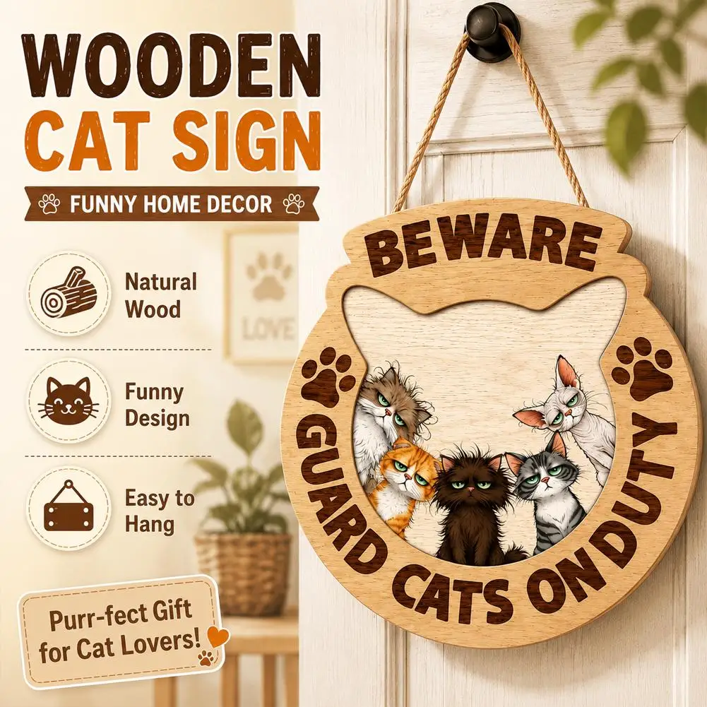 Duty Guard Cat - Wooden Sign, Fun Gift for Cat Lovers Garden Decorations Cat Personalized Custom Home Decor For Pet Owners
