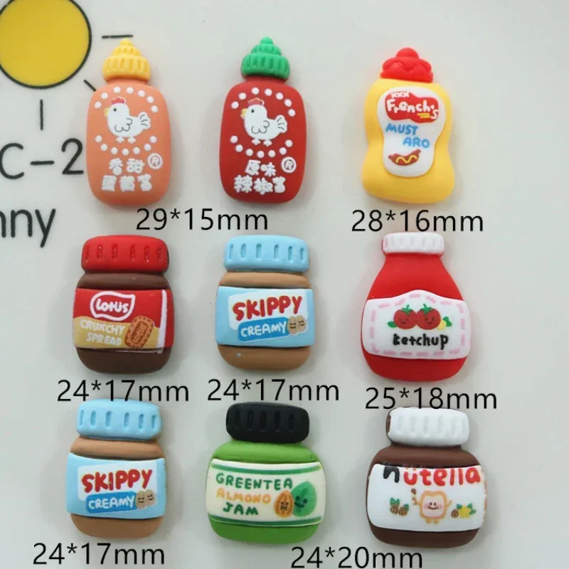 10Pcs Simulation Ketchup Jam Mayonnaise Bottle Resin Cabochons Scrapbooking For Phone Decoration Crafts Making DIY Accessories