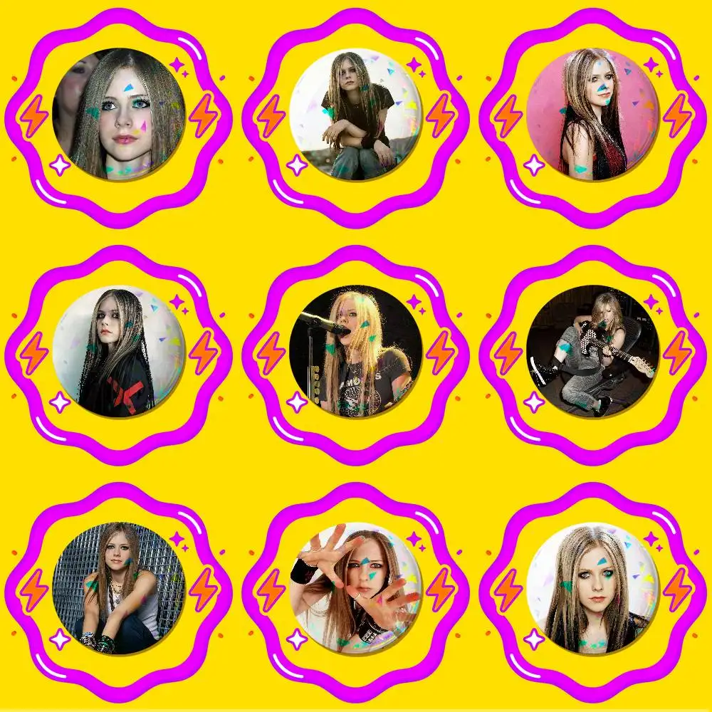 For Avril Lavigne Enamel Pin Badge Button Round Metal Brooch Gift Custom Collectible Ita Bag Pins