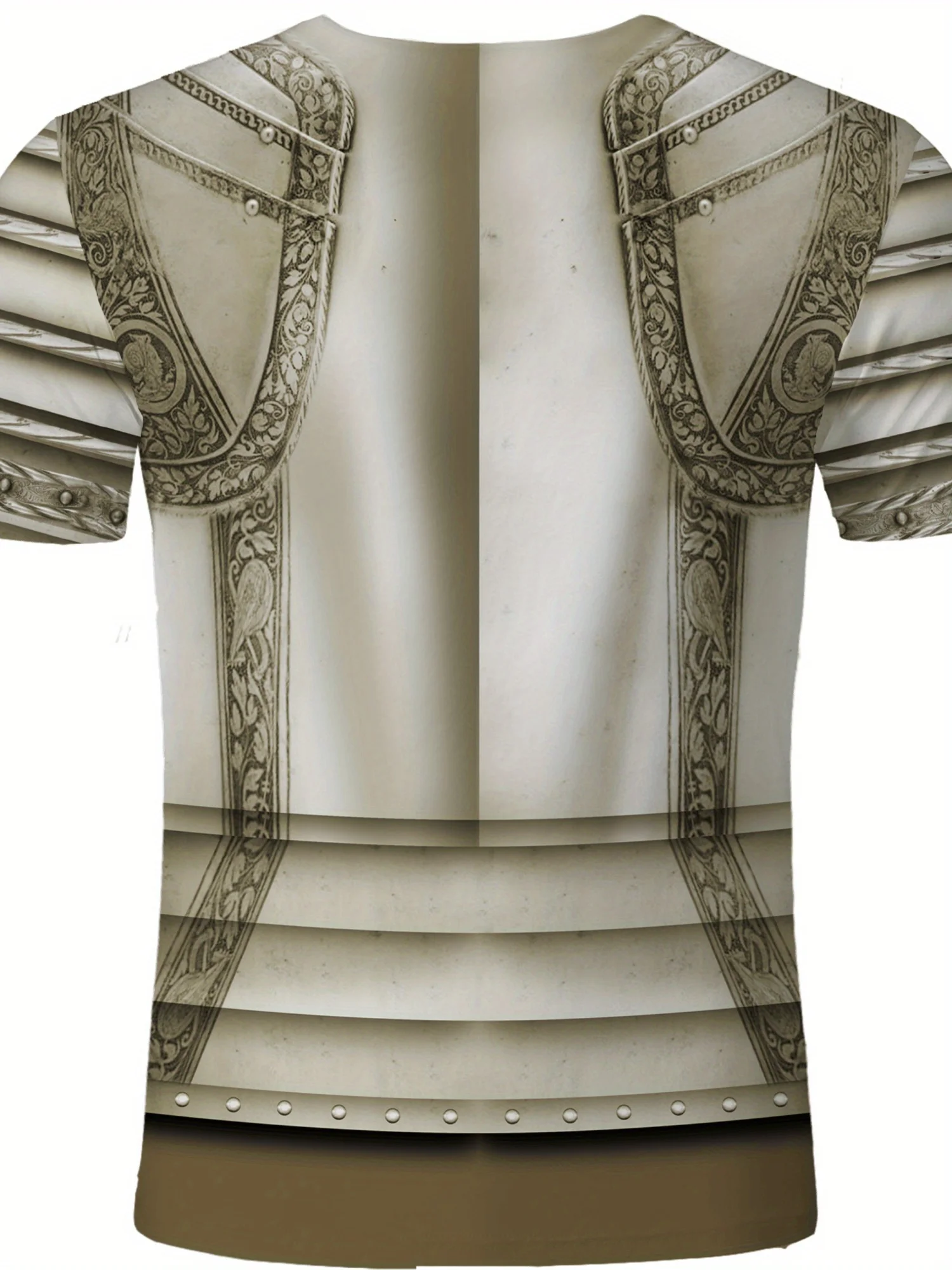 Camiseta masculina com estampa 3D de armadura de cavaleiro medieval – poliéster de secagem rápida, camiseta de manga curta respirável para cosplay