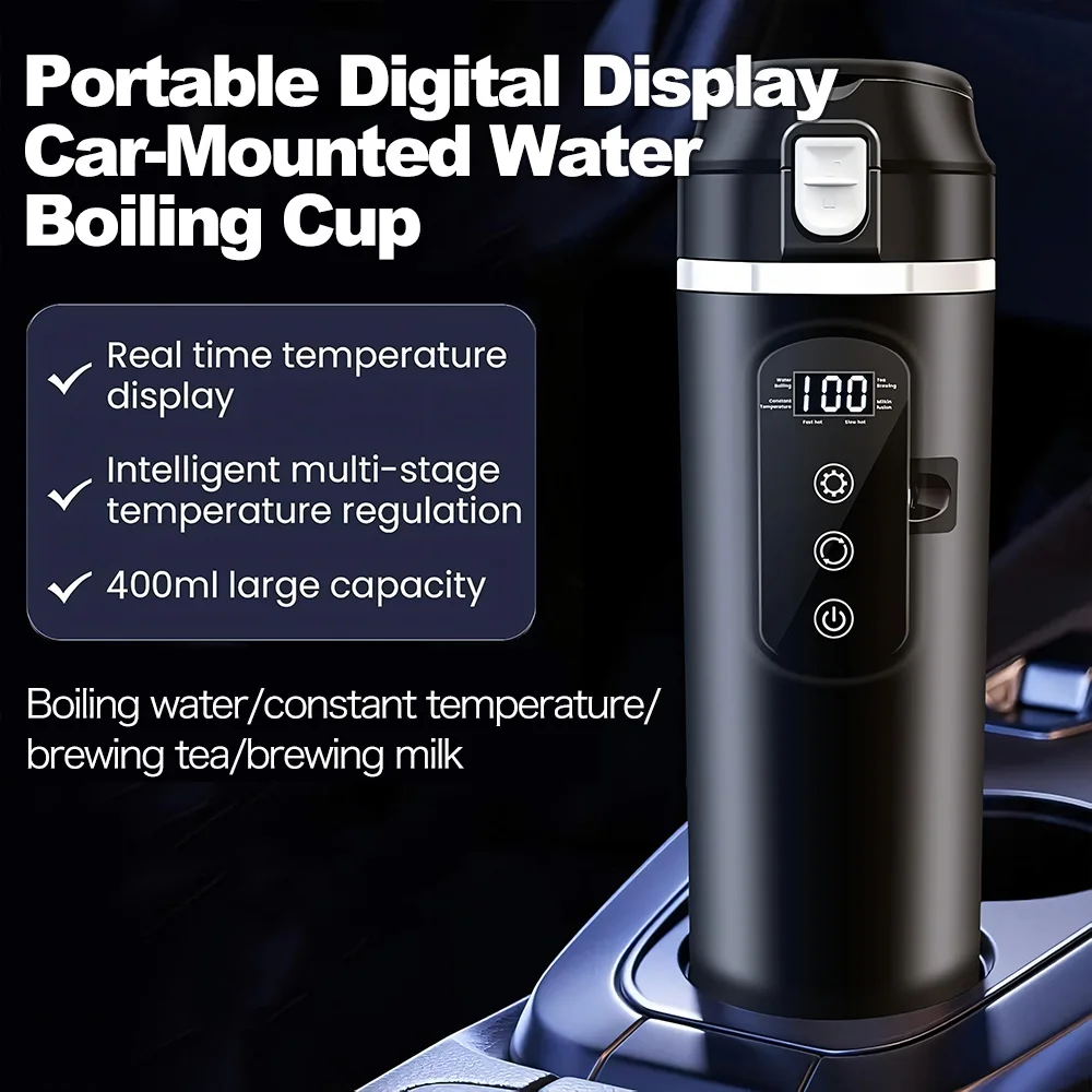 

Portable Digital Display Travel Heating Water Cup Multi-Functional Stainless Steel Insulated Water Cup for Cars