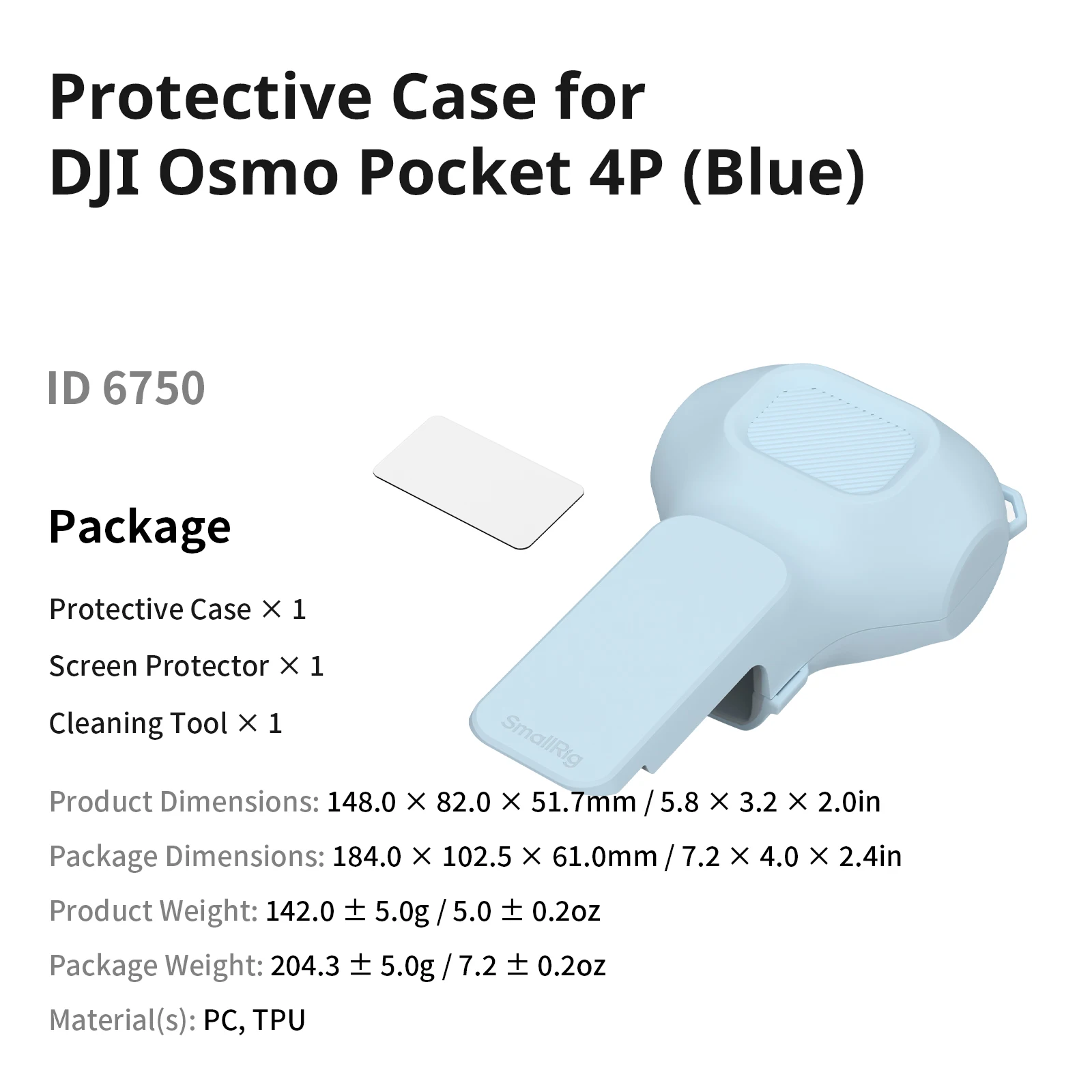 SmallRig Pocket 4P beschermhoes voor DJI Osmo Pocket 4P met schermbeschermer, combineert een harde schaal met een zachte binnenvoering -6582