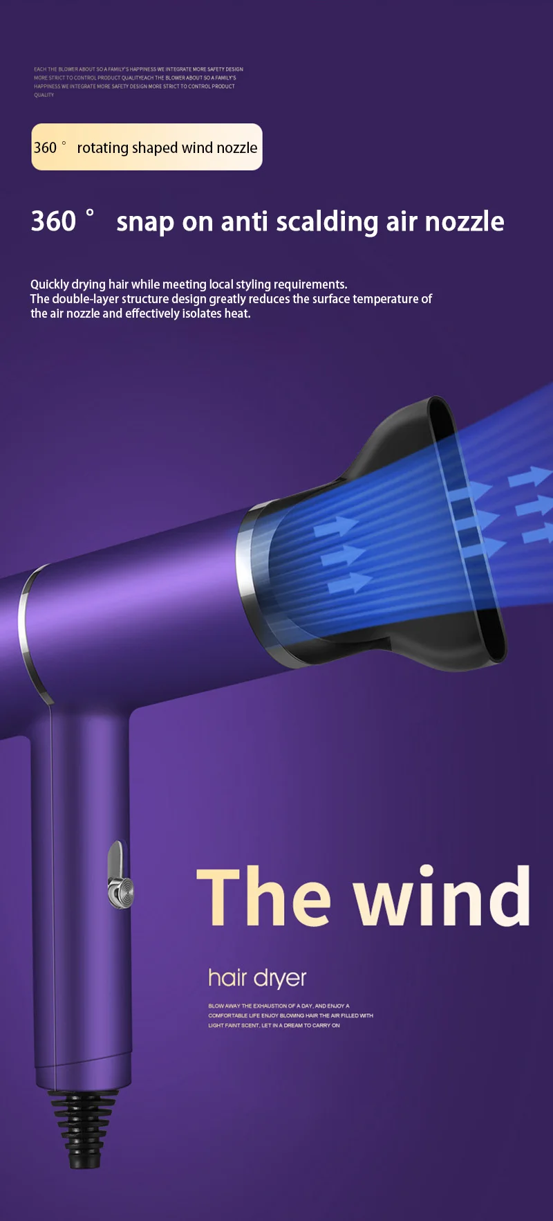 Professional Hair Dryer Negative Ionic Blower High-speed Electricturbine Drier Constant Temperature Quickdrying Hair 2025 image 5